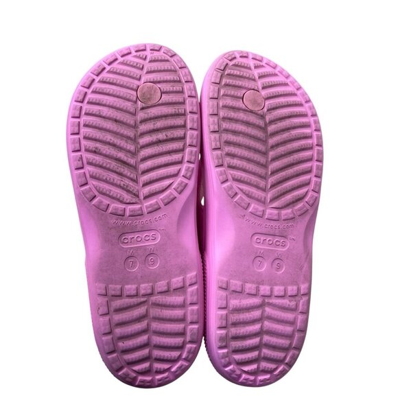 CROCS Unisex W9 M7 Iconic Crocs Classic Flip Flop Sandals Pink Jibbitz Minnie - Picture 5 of 8